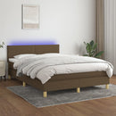 vidaXL barna szövet rugós és LED-es ágy matraccal 140x190 cm
