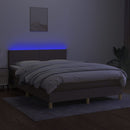 vidaXL tópszínű szövet rugós és LED-es ágy matraccal 140x190cm