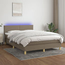 vidaXL tópszínű szövet rugós és LED-es ágy matraccal 140x190cm