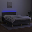 vidaXL sötétszürke szövet rugós és LED-es ágy matraccal 140x200 cm