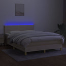 vidaXL krémszínű szövet rugós és LED-es ágy matraccal 140x200 cm
