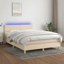 vidaXL krémszínű szövet rugós és LED-es ágy matraccal 140x200 cm