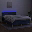 vidaXL kék szövet rugós és LED-es ágy matraccal 140x200 cm