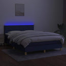 vidaXL kék szövet rugós és LED-es ágy matraccal 140x200 cm