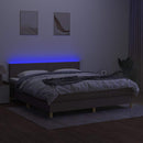 vidaXL tópszínű szövet rugós és LED-es ágy matraccal 160x200 cm