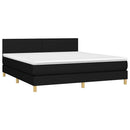 vidaXL fekete szövet rugós és LED-es ágy matraccal 180 x 200 cm
