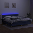 vidaXL kék szövet rugós és LED-es ágy matraccal 180 x 200 cm