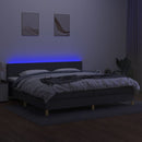 vidaXL sötétszürke szövet rugós és LED-es ágy matraccal 200x200 cm