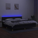 vidaXL fekete szövet rugós és LED-es ágy matraccal 200x200 cm