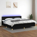 vidaXL fekete szövet rugós és LED-es ágy matraccal 200x200 cm