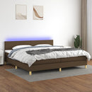 vidaXL barna szövet rugós és LED-es ágy matraccal 200x200 cm