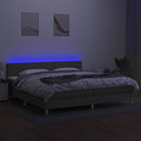vidaXL tópszínű szövet rugós és LED-es ágy matraccal 200 x 200 cm