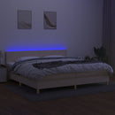 vidaXL krémszínű szövet rugós és LED-es ágy matraccal 200 x 200 cm