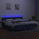 vidaXL kék szövet rugós és LED-es ágy matraccal 200 x 200 cm