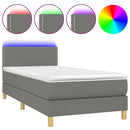 vidaXL sötétszürke szövet rugós és LED-es ágy matraccal 90x190 cm