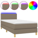 vidaXL tópszínű szövet rugós és LED-es ágy matraccal 90x190 cm