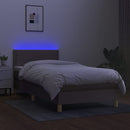 vidaXL tópszínű szövet rugós és LED-es ágy matraccal 90x190 cm