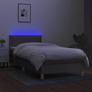 vidaXL tópszínű szövet rugós és LED-es ágy matraccal 90x190 cm
