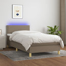 vidaXL tópszínű szövet rugós és LED-es ágy matraccal 90x190 cm