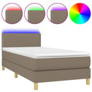 vidaXL tópszínű szövet rugós és LED-es ágy matraccal 90x200 cm