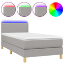 vidaXL világosszürke szövet rugós és LED-es ágy matraccal 100x200 cm