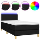 vidaXL fekete szövet rugós és LED-es ágy matraccal 100x200 cm