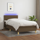 vidaXL barna szövet rugós és LED-es ágy matraccal 100x200 cm
