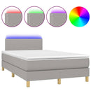 vidaXL világosszürke szövet rugós és LED-es ágy matraccal 120 x 200 cm