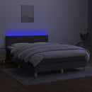 vidaXL sötétszürke szövet rugós és LED-es ágy matraccal 140x190 cm