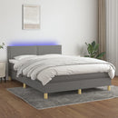 vidaXL sötétszürke szövet rugós és LED-es ágy matraccal 140x190 cm