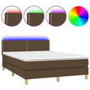 vidaXL barna szövet rugós és LED-es ágy matraccal 140x190 cm