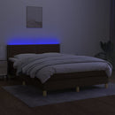 vidaXL barna szövet rugós és LED-es ágy matraccal 140x190 cm