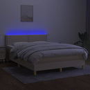 vidaXL krémszínű szövet rugós és LED-es ágy matraccal 140x190cm