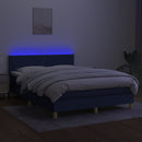 vidaXL kék szövet rugós és LED-es ágy matraccal 140x190 cm