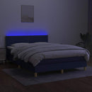 vidaXL kék szövet rugós és LED-es ágy matraccal 140x190 cm