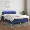 vidaXL kék szövet rugós és LED-es ágy matraccal 140x190 cm