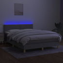 vidaXL világosszürke szövet rugós és LED-es ágy matraccal 140x200 cm
