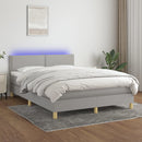 vidaXL világosszürke szövet rugós és LED-es ágy matraccal 140x200 cm