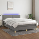 vidaXL sötétszürke szövet rugós és LED-es ágy matraccal 140x200 cm