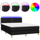 vidaXL fekete szövet rugós és LED-es ágy matraccal 140x200 cm