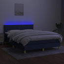 vidaXL kék szövet rugós és LED-es ágy matraccal 140x200 cm