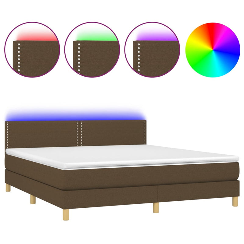 vidaXL barna szövet rugós és LED-es ágy matraccal 160x200 cm