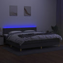 vidaXL sötétszürke szövet rugós és LED-es ágy matraccal 200x200 cm