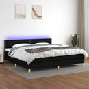 vidaXL fekete szövet rugós és LED-es ágy matraccal 200x200 cm