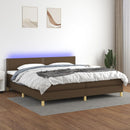 vidaXL barna szövet rugós és LED-es ágy matraccal 200x200 cm