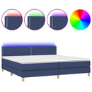 vidaXL kék szövet rugós és LED-es ágy matraccal 200 x 200 cm