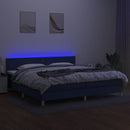 vidaXL kék szövet rugós és LED-es ágy matraccal 200 x 200 cm