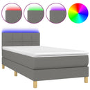 vidaXL sötétszürke szövet rugós és LED-es ágy matraccal 80 x 200 cm
