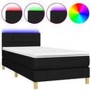 vidaXL fekete szövet rugós és LED-es ágy matraccal 90x190 cm