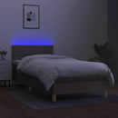 vidaXL tópszínű szövet rugós és LED-es ágy matraccal 90x190 cm